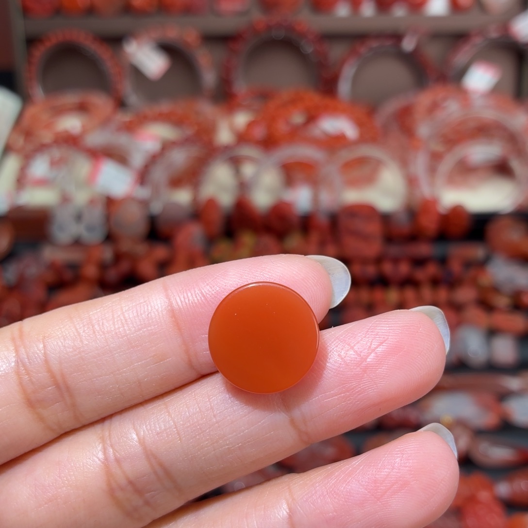 南红玛瑙未镶嵌颈饰圆牌15+