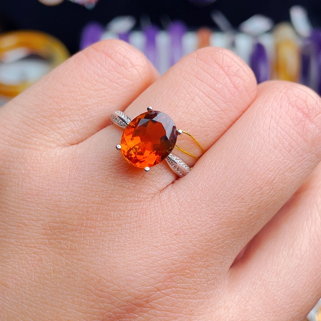 银S925镶嵌戒指黄晶天然保真