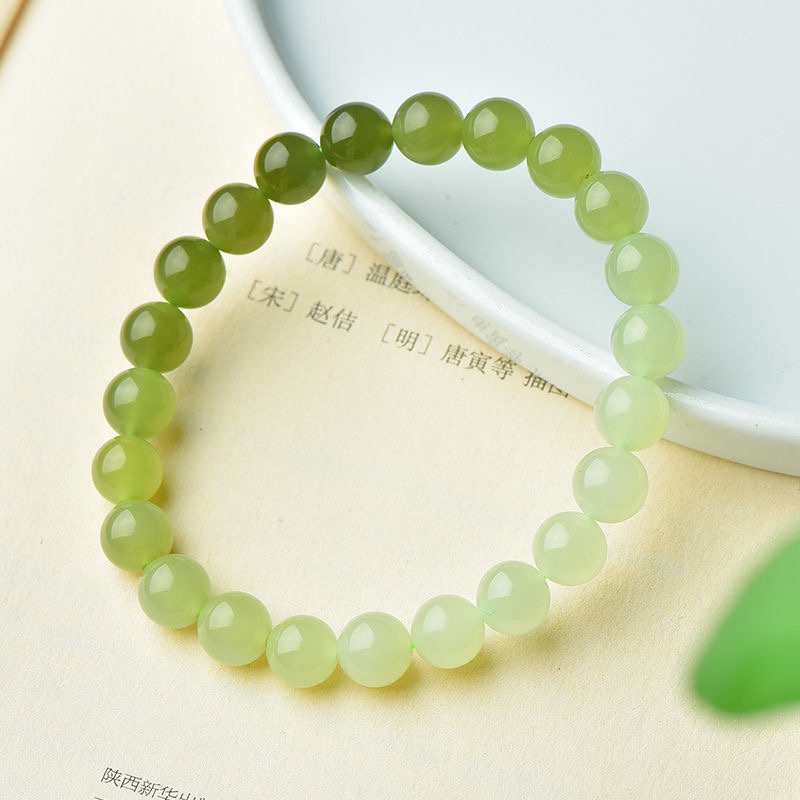 天然和田玉黄口渐变色女士玉手串微色差多样性发货卡8mm