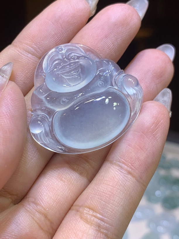 缅甸天然翡翠A货，高冰佛公气质精美长度卡31的大冰佛这价格少有啦