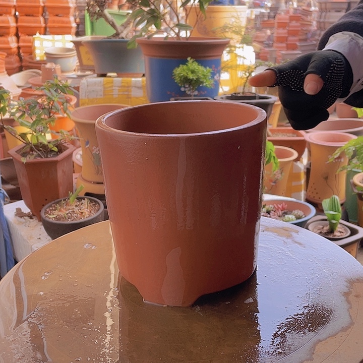 紫砂宜兴紫砂光板笔筒大