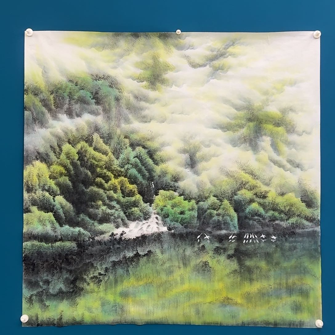 国画斗方1200✖️1200山水甲天下
