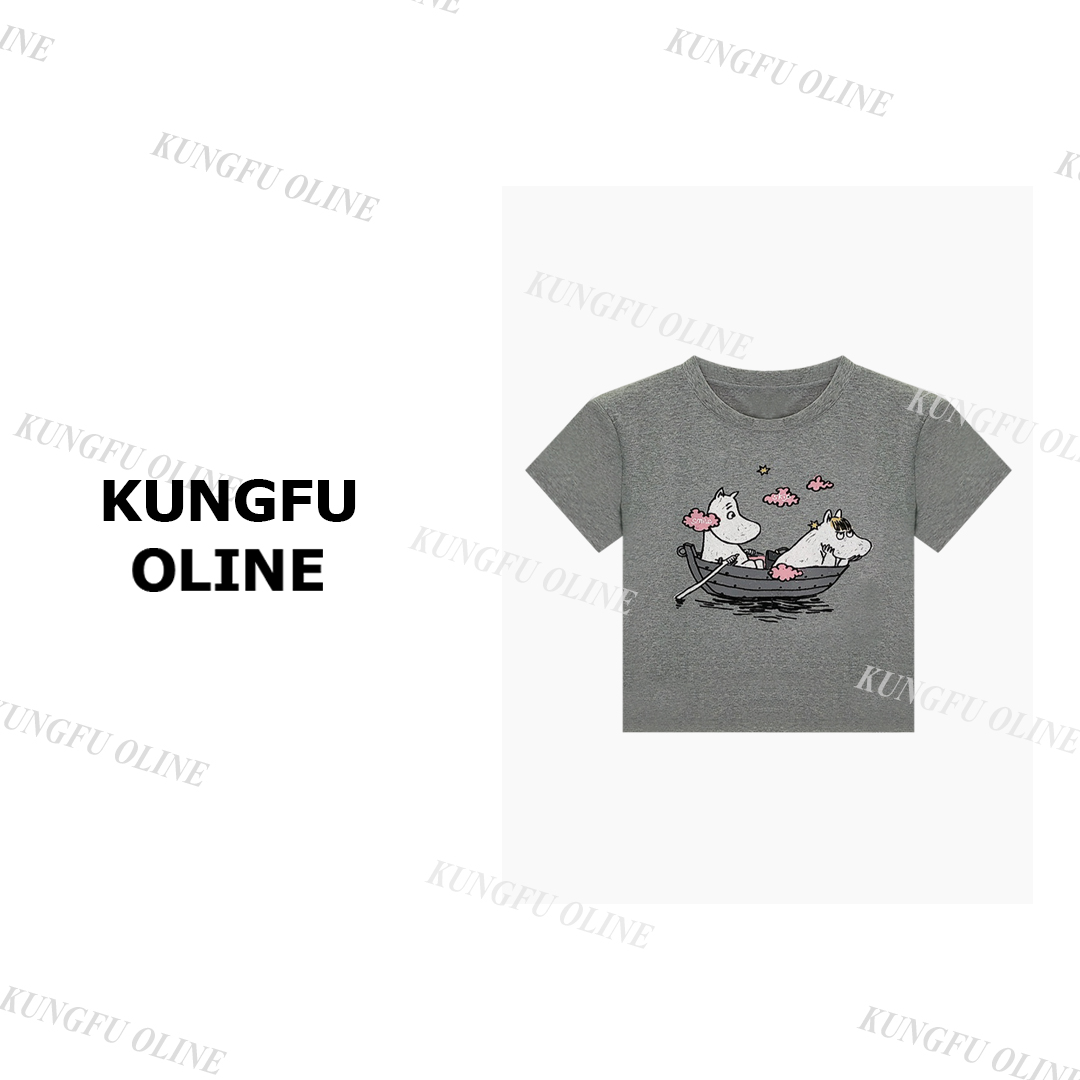 【划船河马】T4228时尚设计感短袖圆领T恤上衣休闲