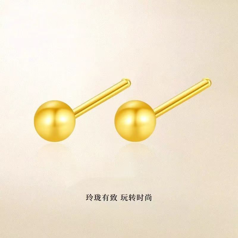 【精品甄选】气质风精致金色豆豆女金箔花时尚百搭款