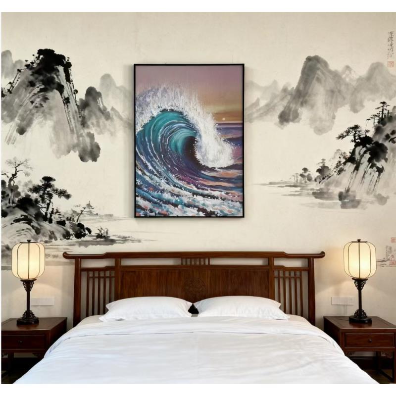 抽象风格风生水起砂岩画客厅沙发背玄关墙壁装饰画SH8