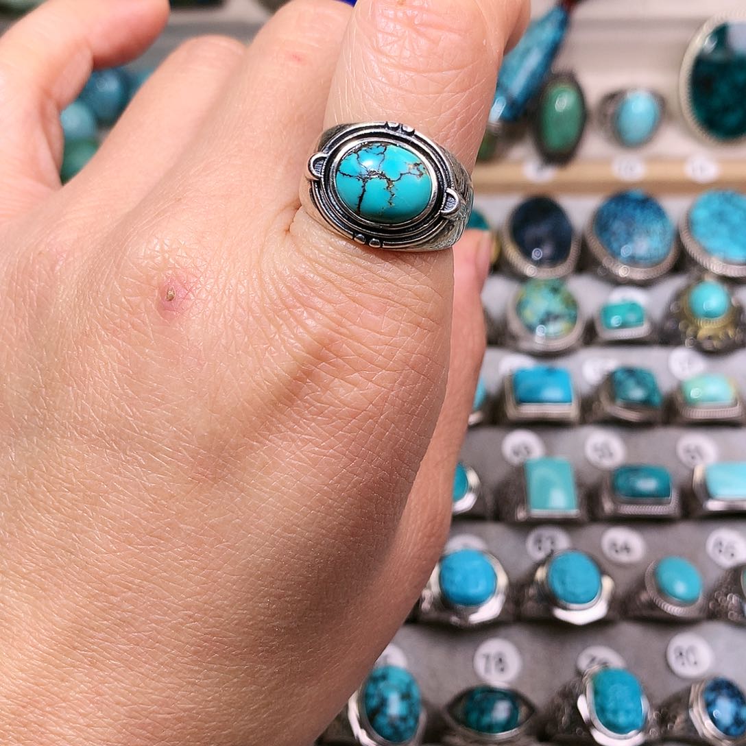 绿松石挂件银S925镶嵌