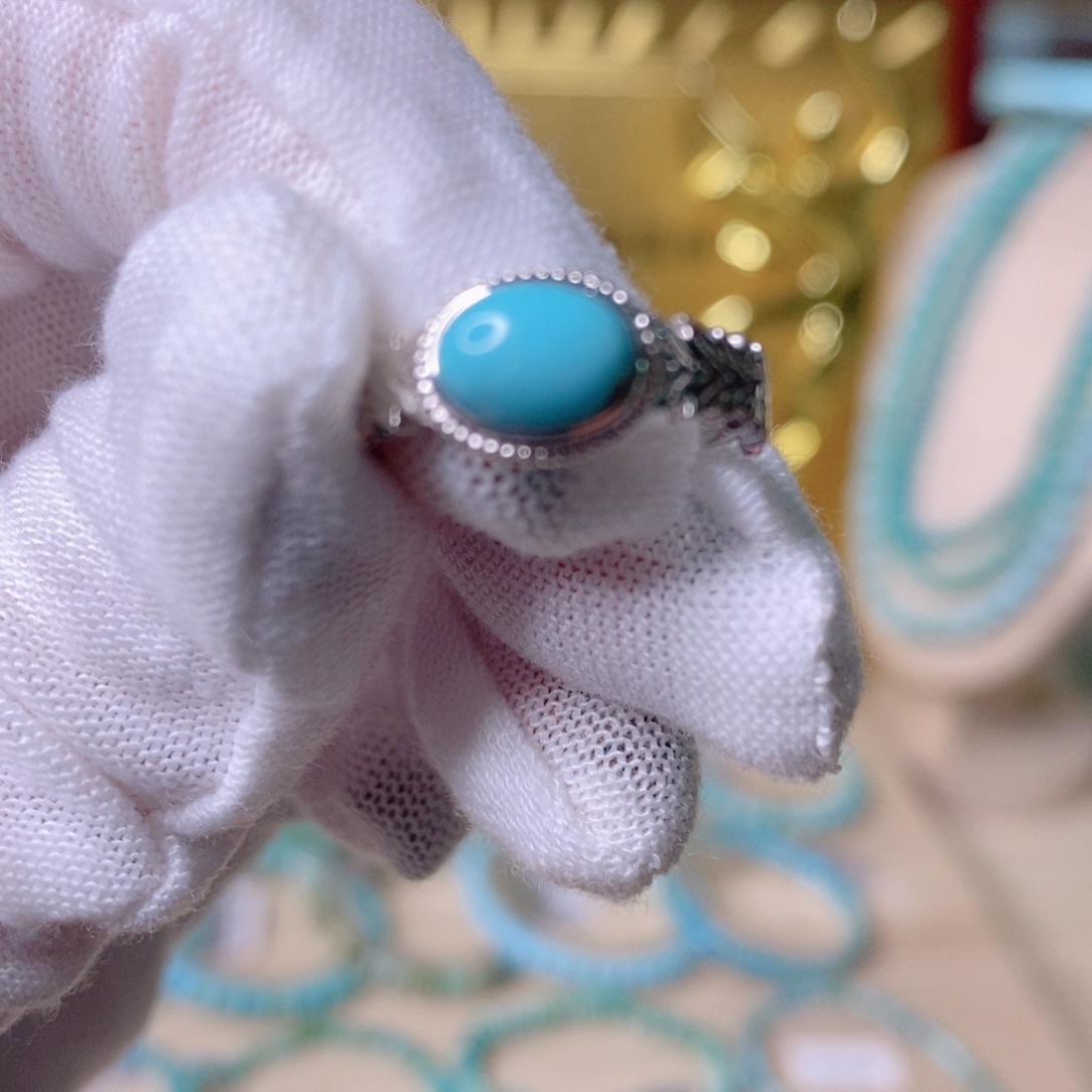 绿松石戒指银S925镶嵌