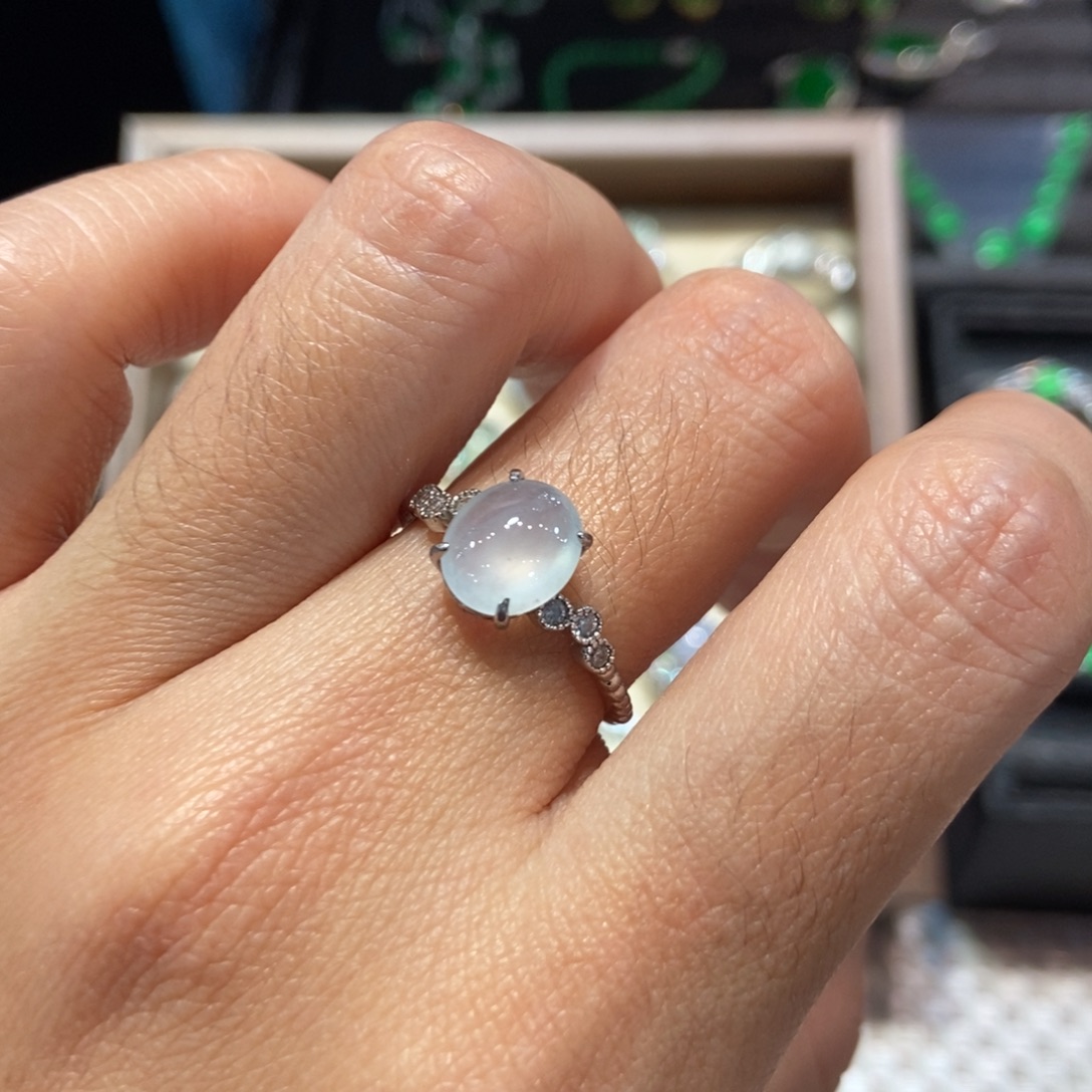 翡翠银S925镶嵌戒指天然缅甸