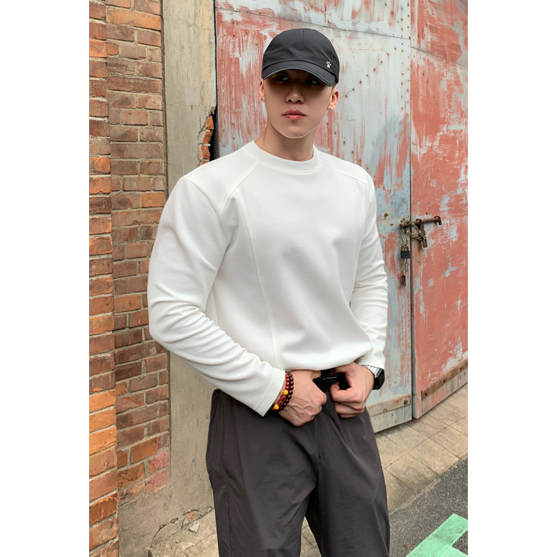 cleanfit白色结构正肩长袖t恤男秋季硬汉显肌肉美式内搭打底上衣