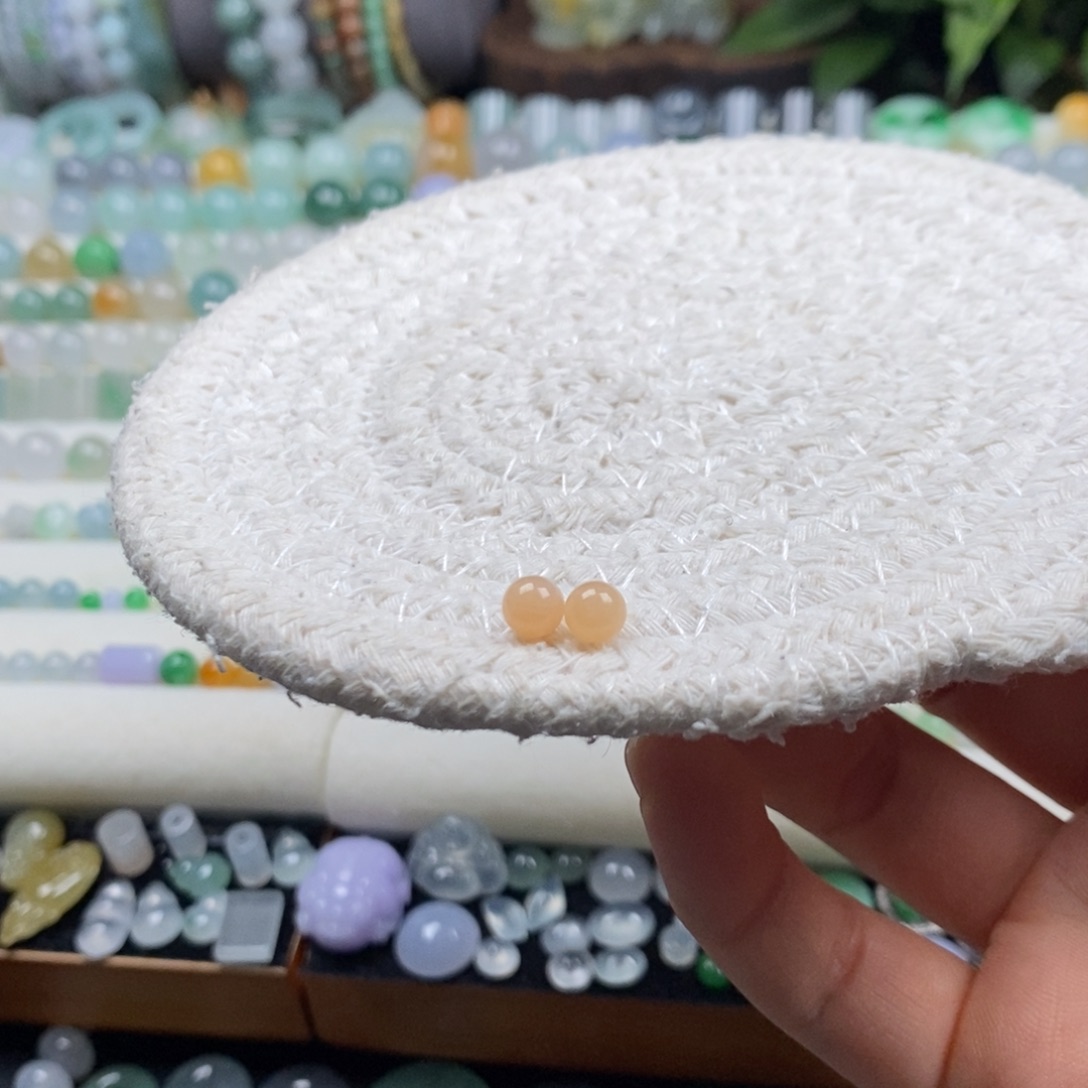 翡翠散珠卡西柚色一对