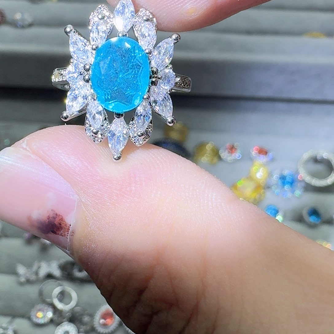 托帕石戒指银S925镶嵌