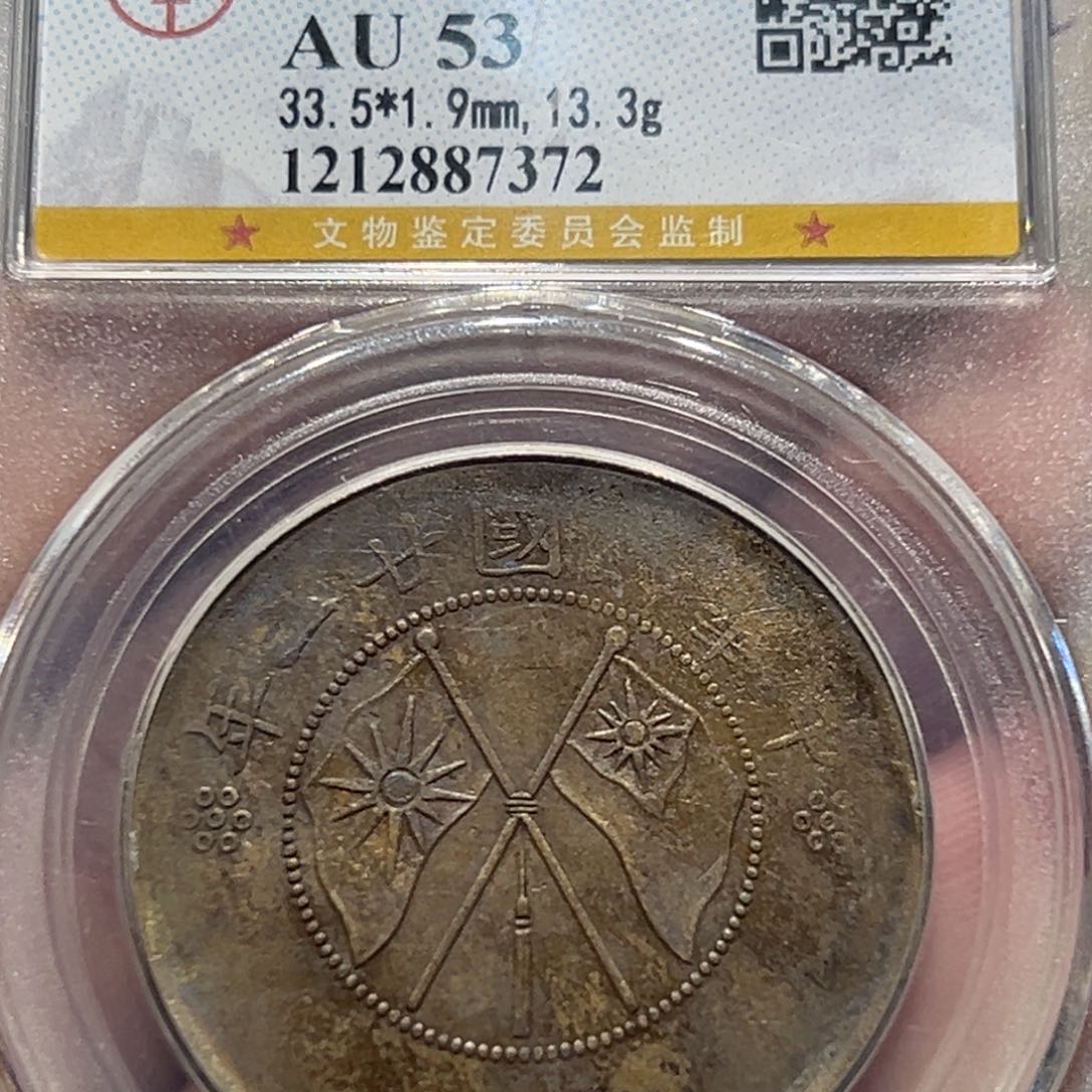 银云南双旗半圆银元银币7372