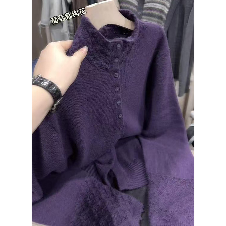 厚款保暖高级感镂空女针织圆领毛衣网红时尚百搭