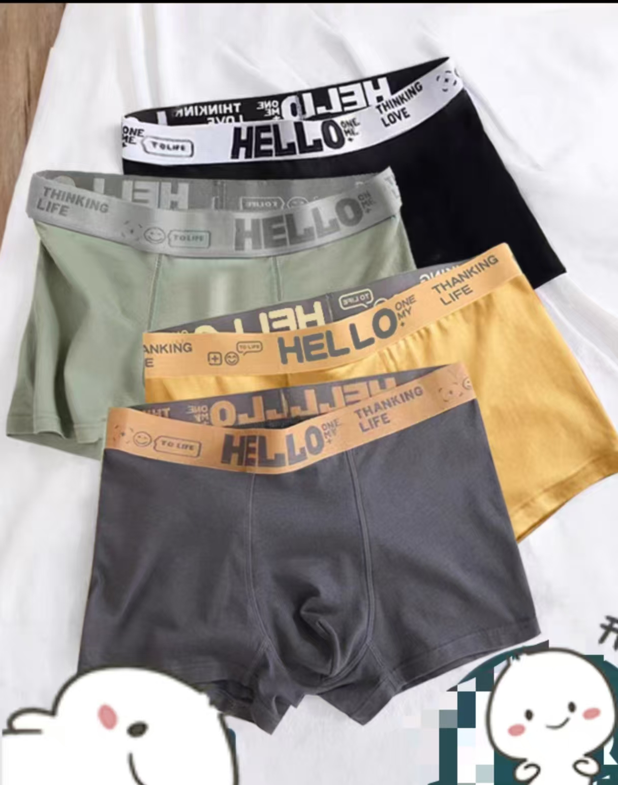 直播过款为准/2条装）男士纯棉内裤柔软舒适平角中腰高品质秋冬季