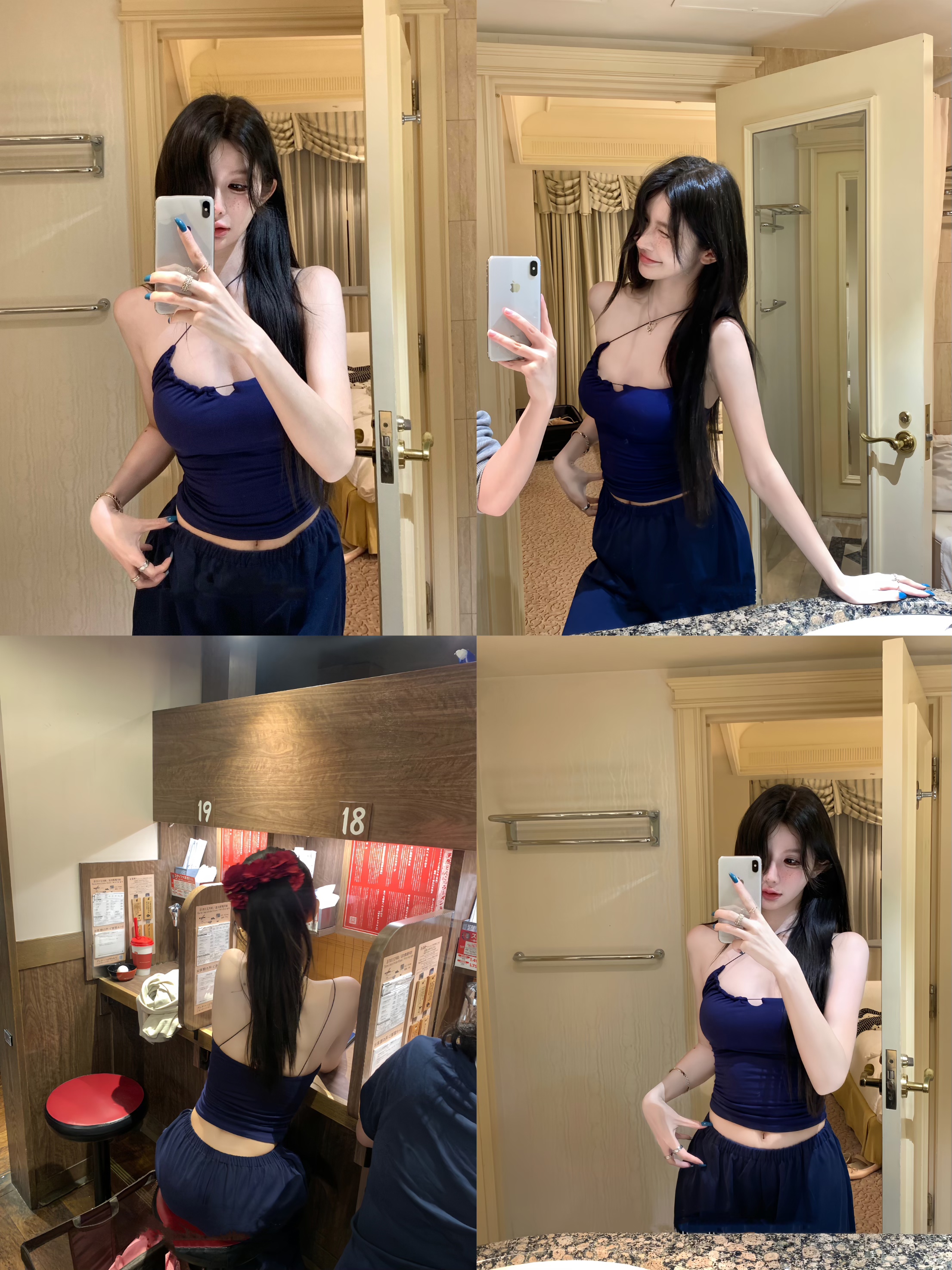 "姐系纯欲‘性感斜肩挂脖吊带背心女夏内搭韩系修身辣妹上衣