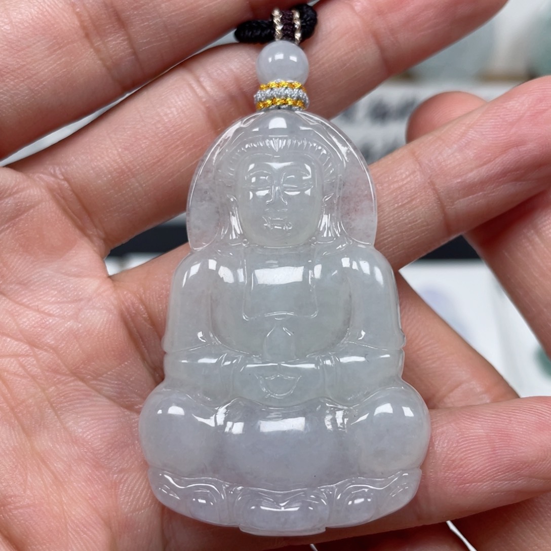 翡翠颈饰未镶嵌天然翡翠A货观音83号