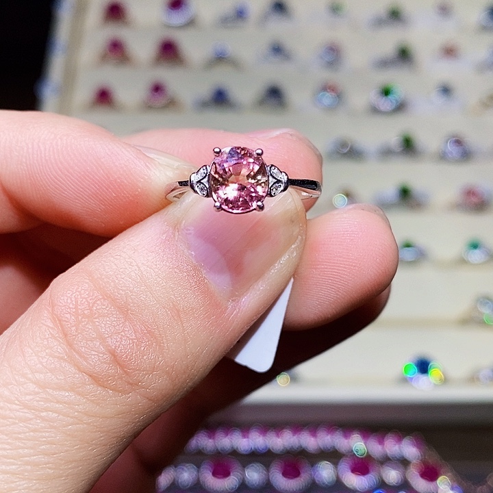 碧玺戒指银S925镶嵌敏*1111