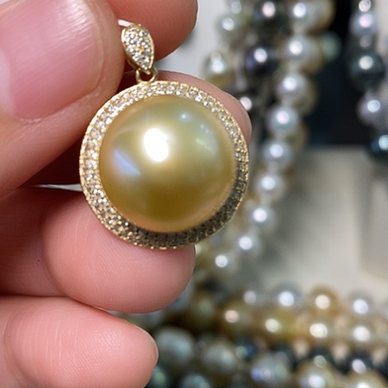 海水珍珠颈饰银S925镶嵌14.3