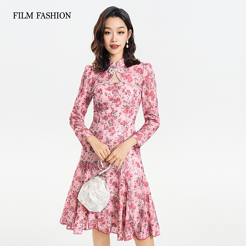 【芊芊专属】秋季新款新中式修身旗袍连衣裙女士短裙 FFBX135324