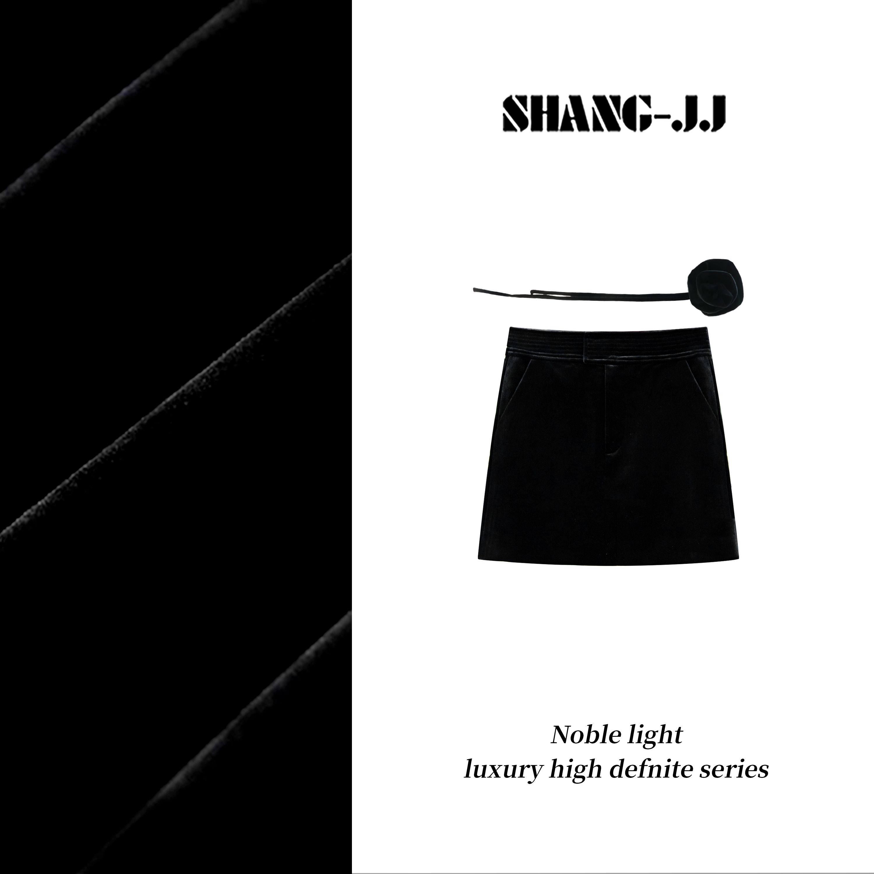 SHANG-JJ【丝绒玫瑰】25ss新品底丝绒面料柔和光感半身裙q133460p