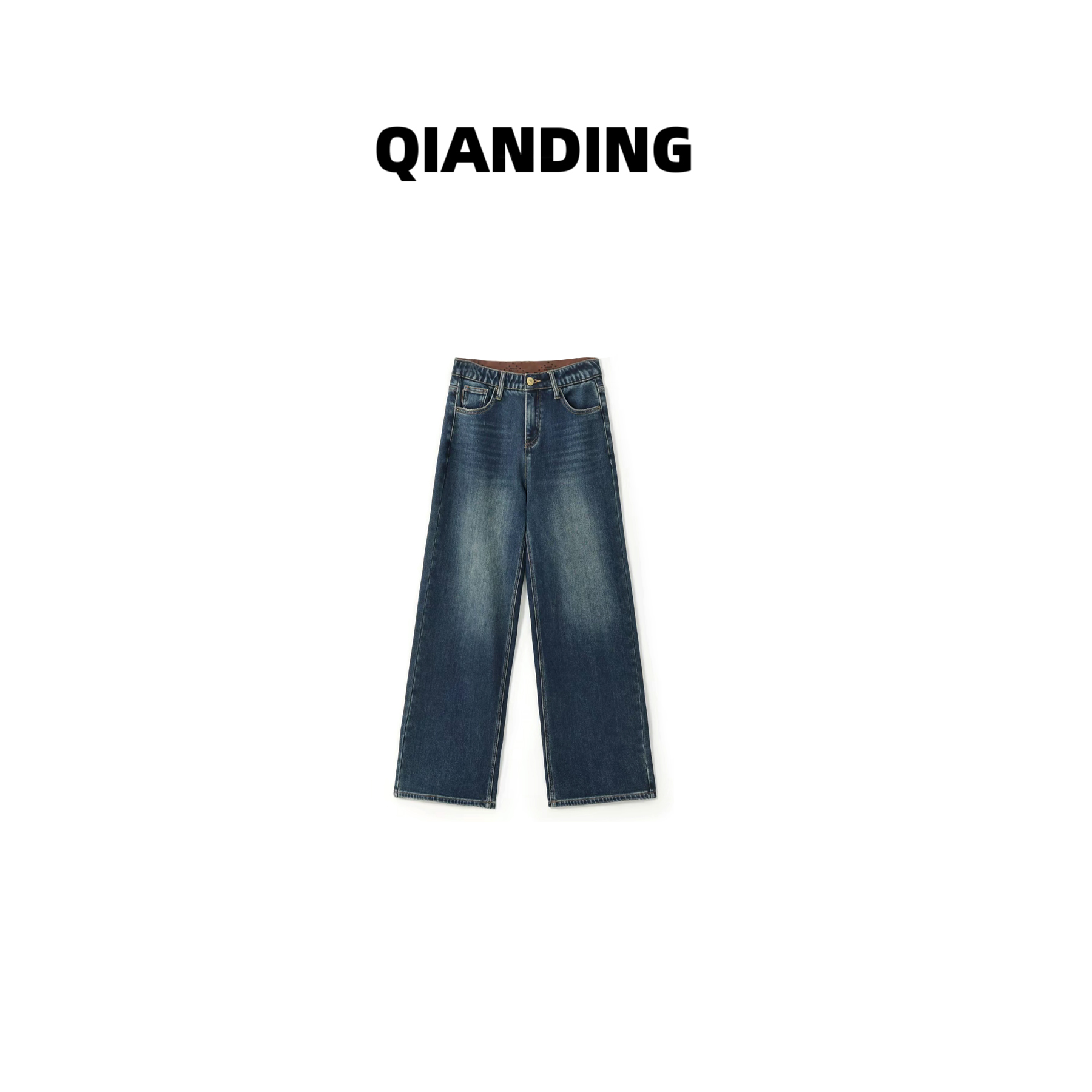 【QIANDING】【拒绝身材焦虑】加绒锁温保暖高弹高腰松紧腰牛仔裤F193