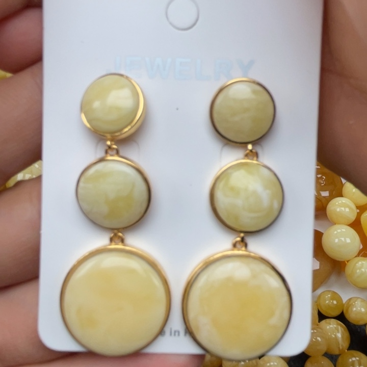 裸石蜜蜡银S925镶嵌蜜蜡耳坠