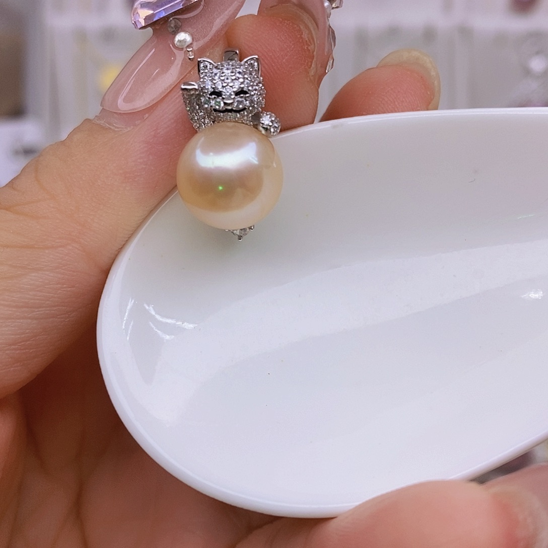 淡水珍珠银S925镶嵌吊坠(赠链)