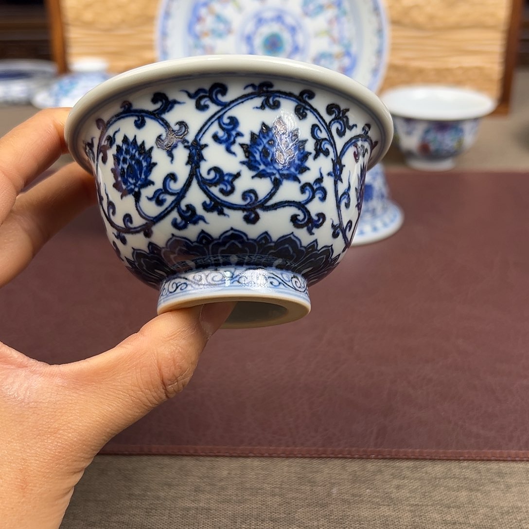 杯子景德镇缠枝莲花大压手杯