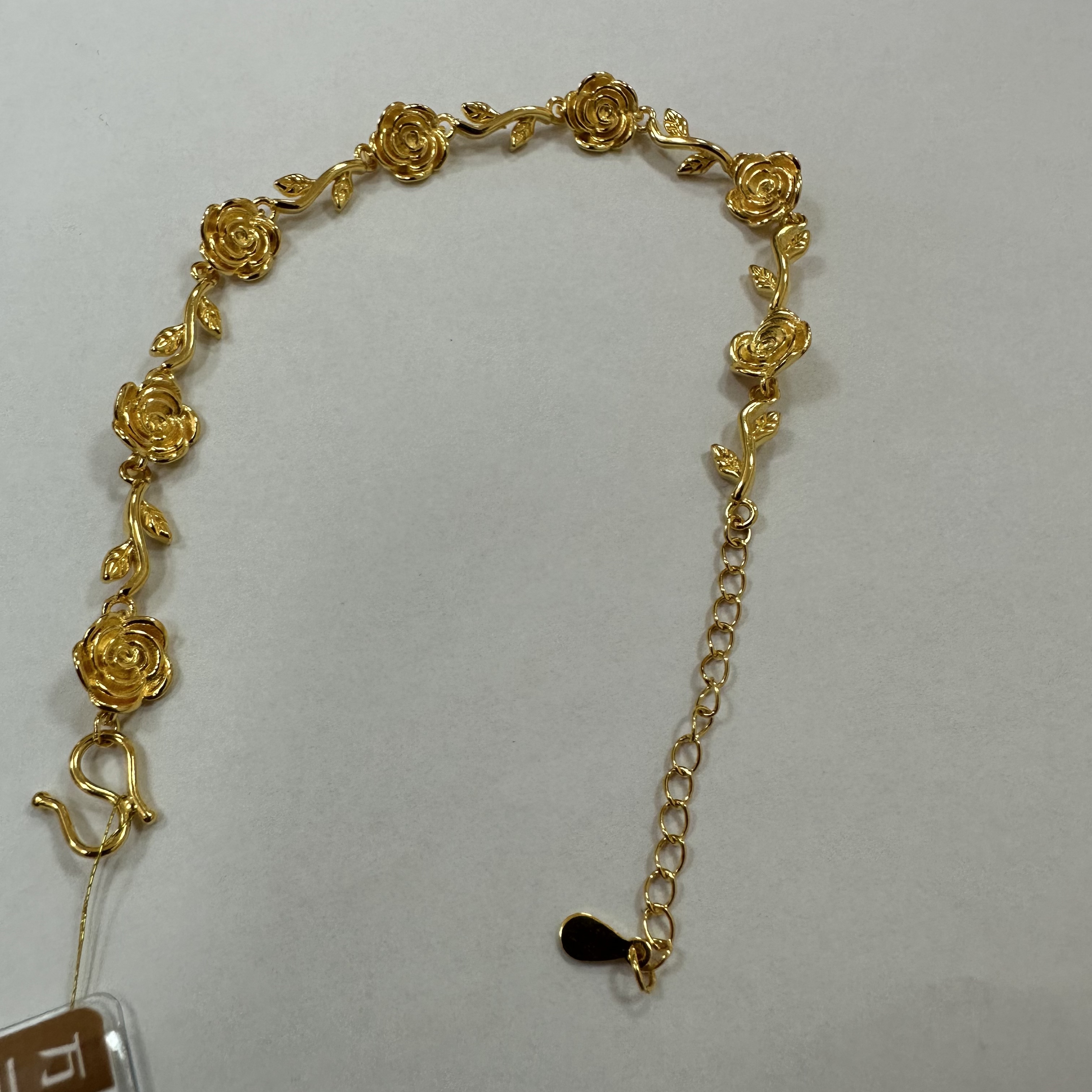 足银手链 玫瑰花手链手工气质时尚百搭黄色vintage中古素款