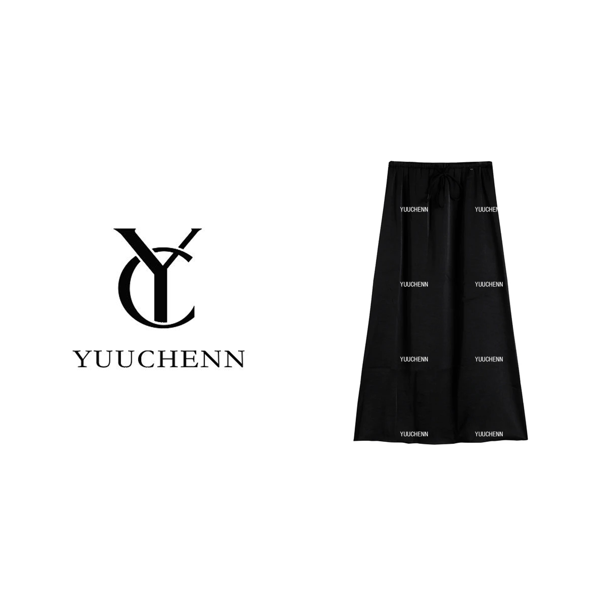 YUUCHENN 简约时尚抽绳松紧腰气质百搭半身裙 W68960
