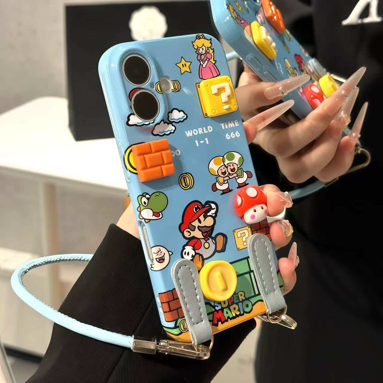 立体马里奥皮绳适用苹果16promax手机壳iPhone华为oppo小米15vivo