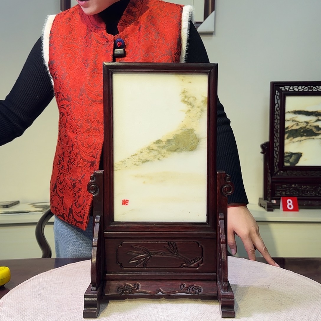 石材天然大理石画屏风25×40
