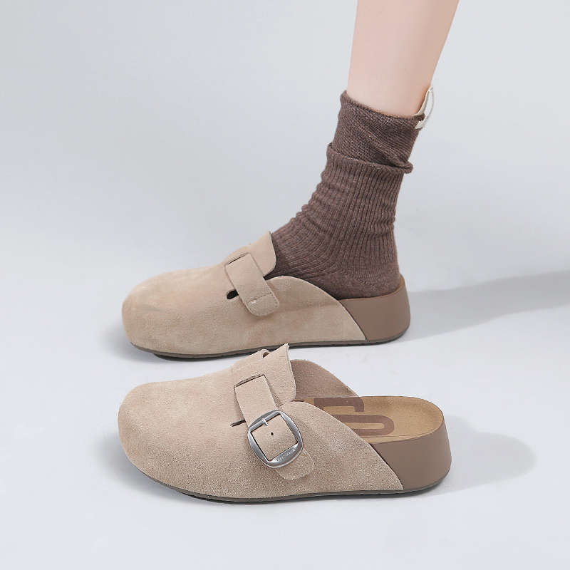 周冬雨同款厚底增高包头半拖鞋女外穿鞋子女洋气百搭勃肯鞋