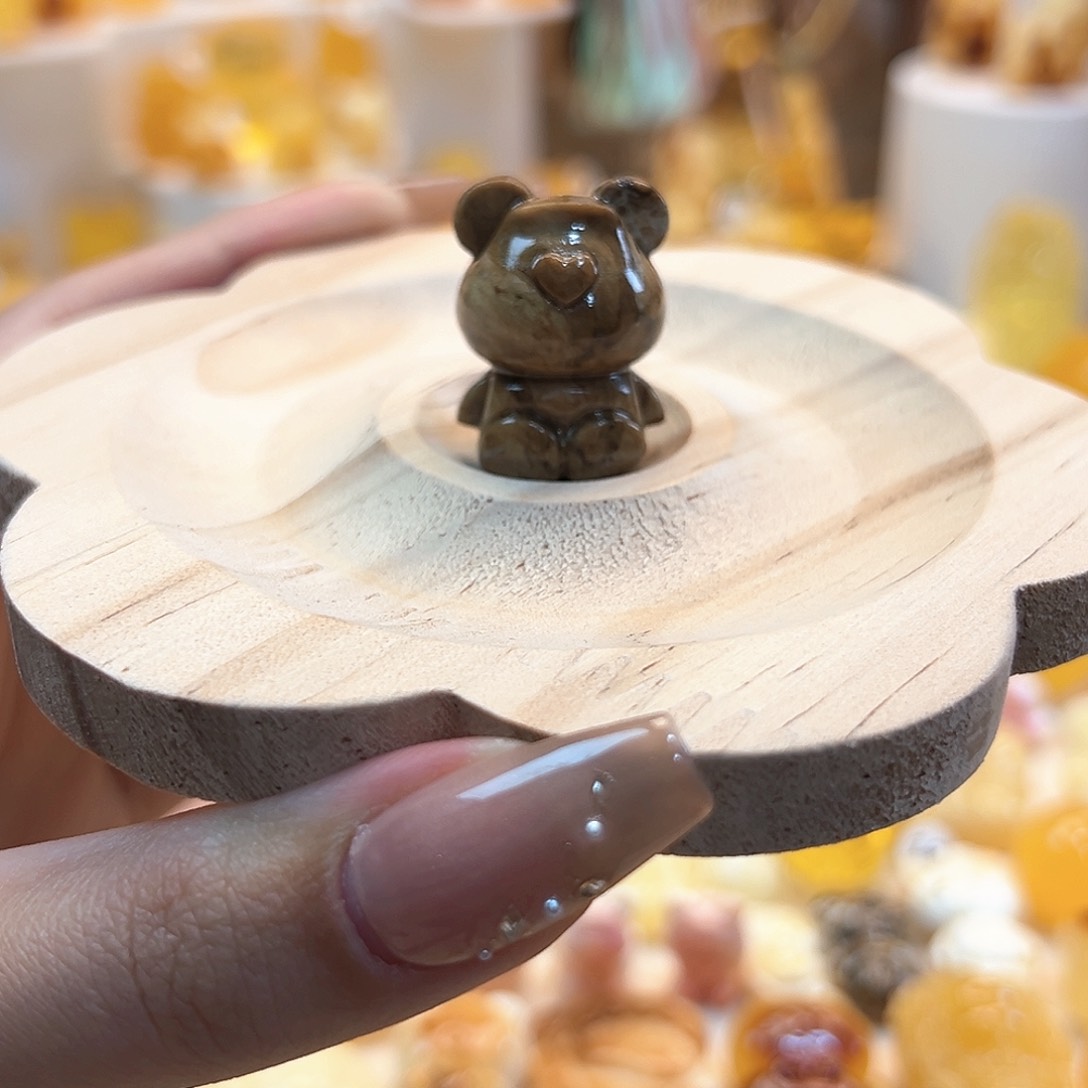 琥珀珠宝奇石未镶嵌巧克力小熊