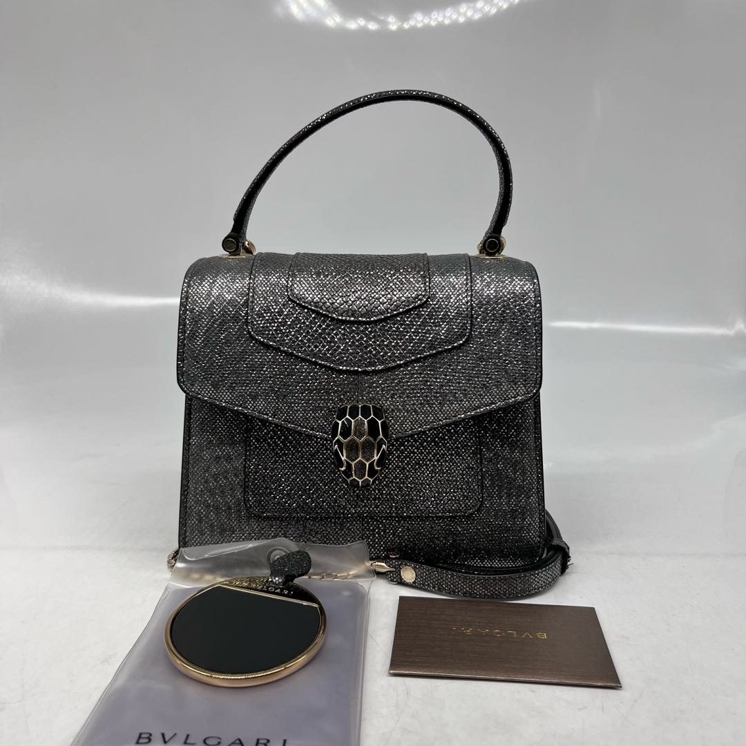 95新 BVLGARI/宝格丽 宝格丽蛇头三层风琴单肩包 11103