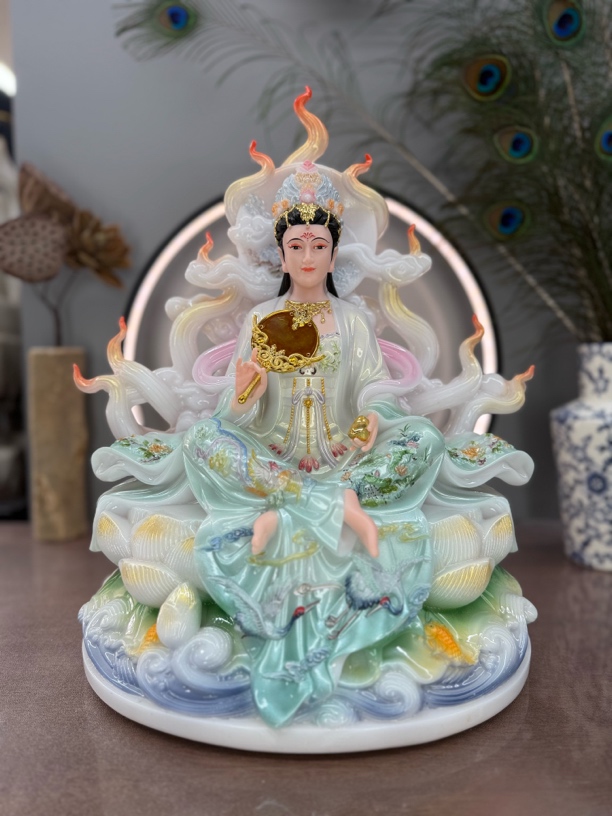 汉白玉九尾狐娘娘神像九姑娘家用堂口供奉摆件