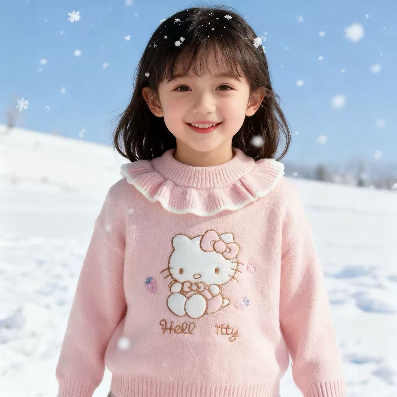 【】DL25009新款冬季女童时髦百搭厚洋气毛衣2025