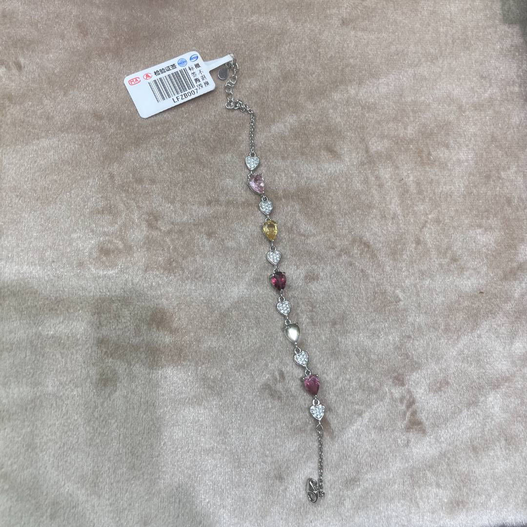 碧玺S925银镶嵌手链/LFZB007/多样性发一件