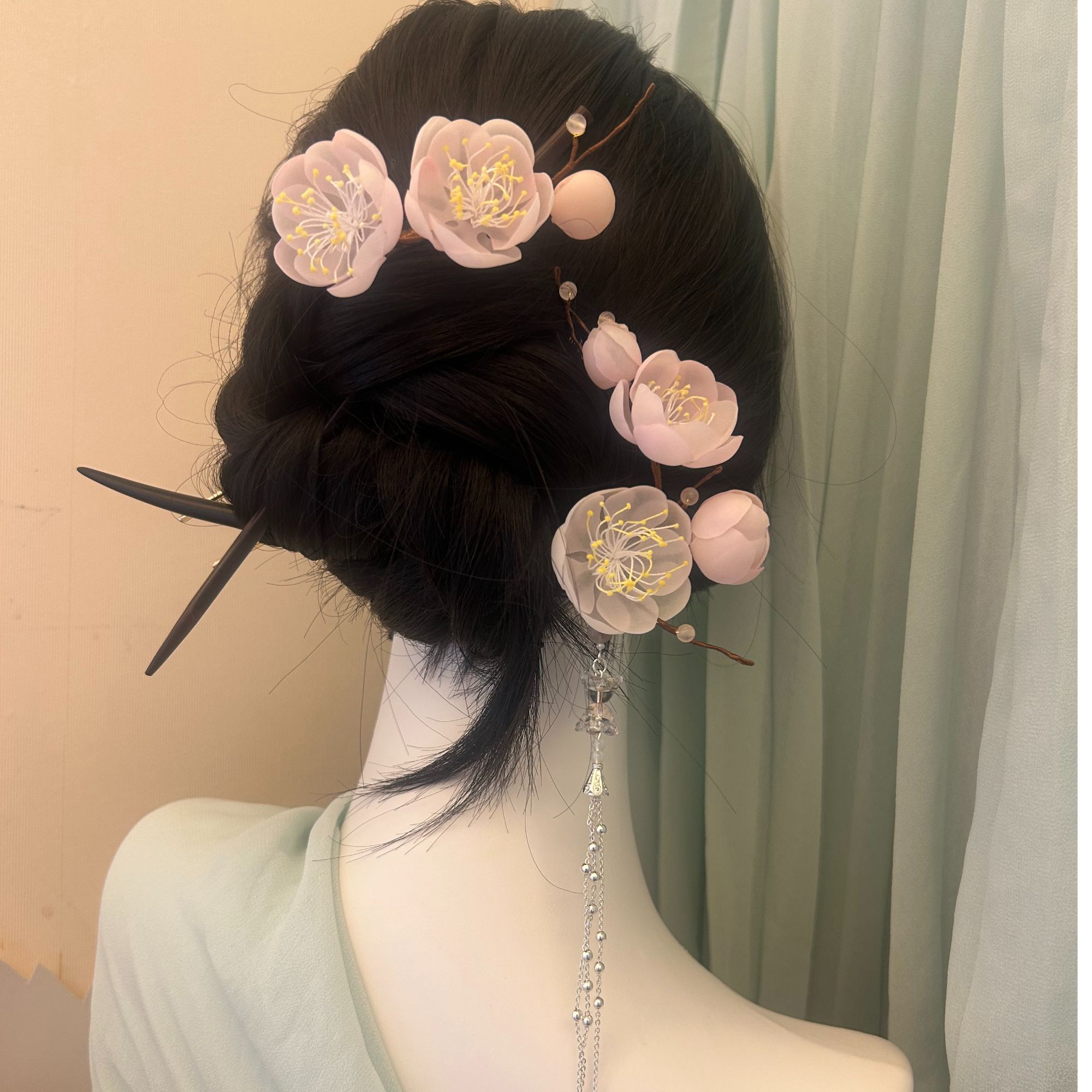 国风简约清新气质饰品古典发簪半热缩梅花复古