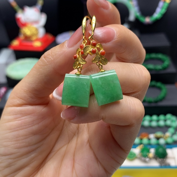 翡翠未镶嵌耳饰翡翠耳环