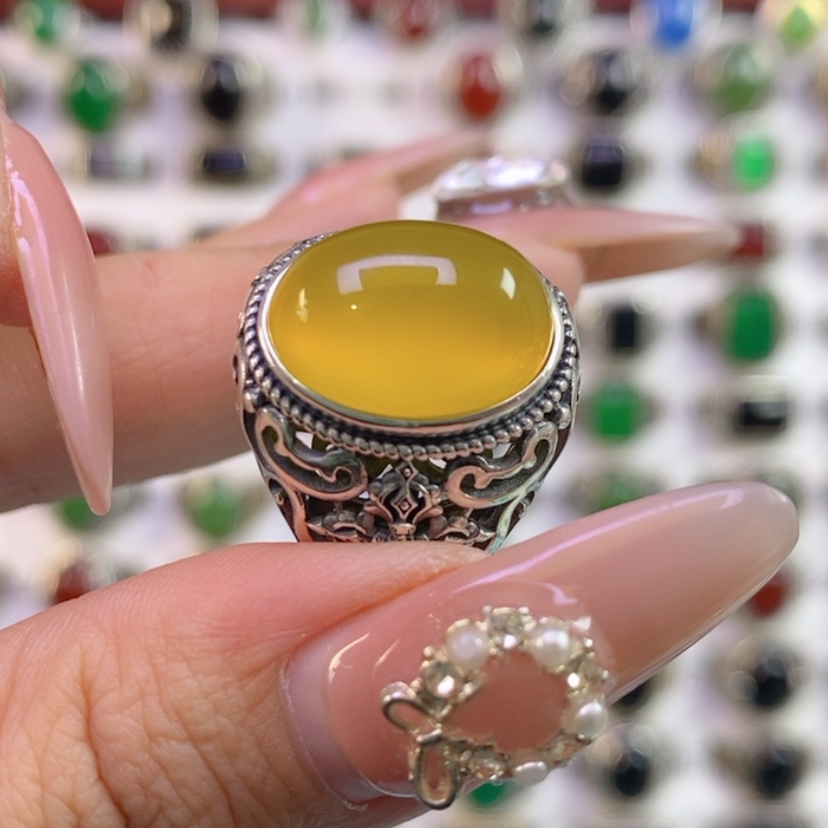 【闪购商品】银S925镶嵌戒指玛瑙/玉髓闫*禄