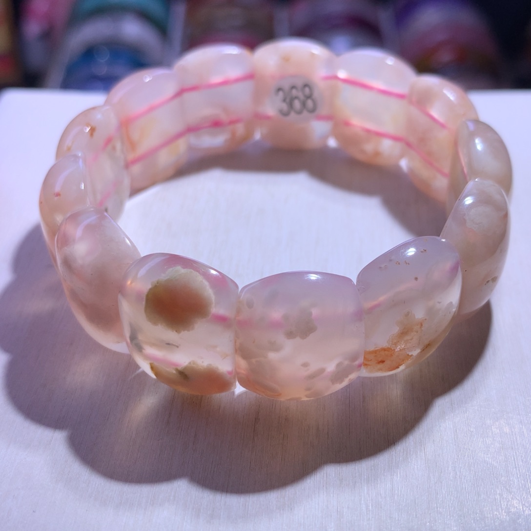 银S925镶嵌水晶手串樱花手牌20.6