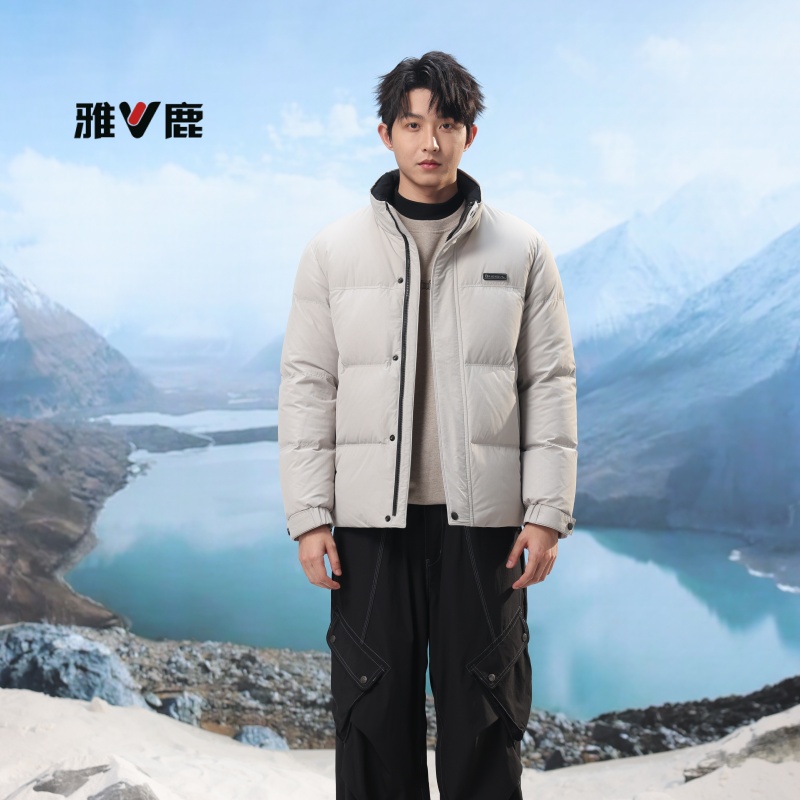 雅鹿羽绒服男士2025冬季加厚保暖立领上衣商务休闲短款防寒外套男