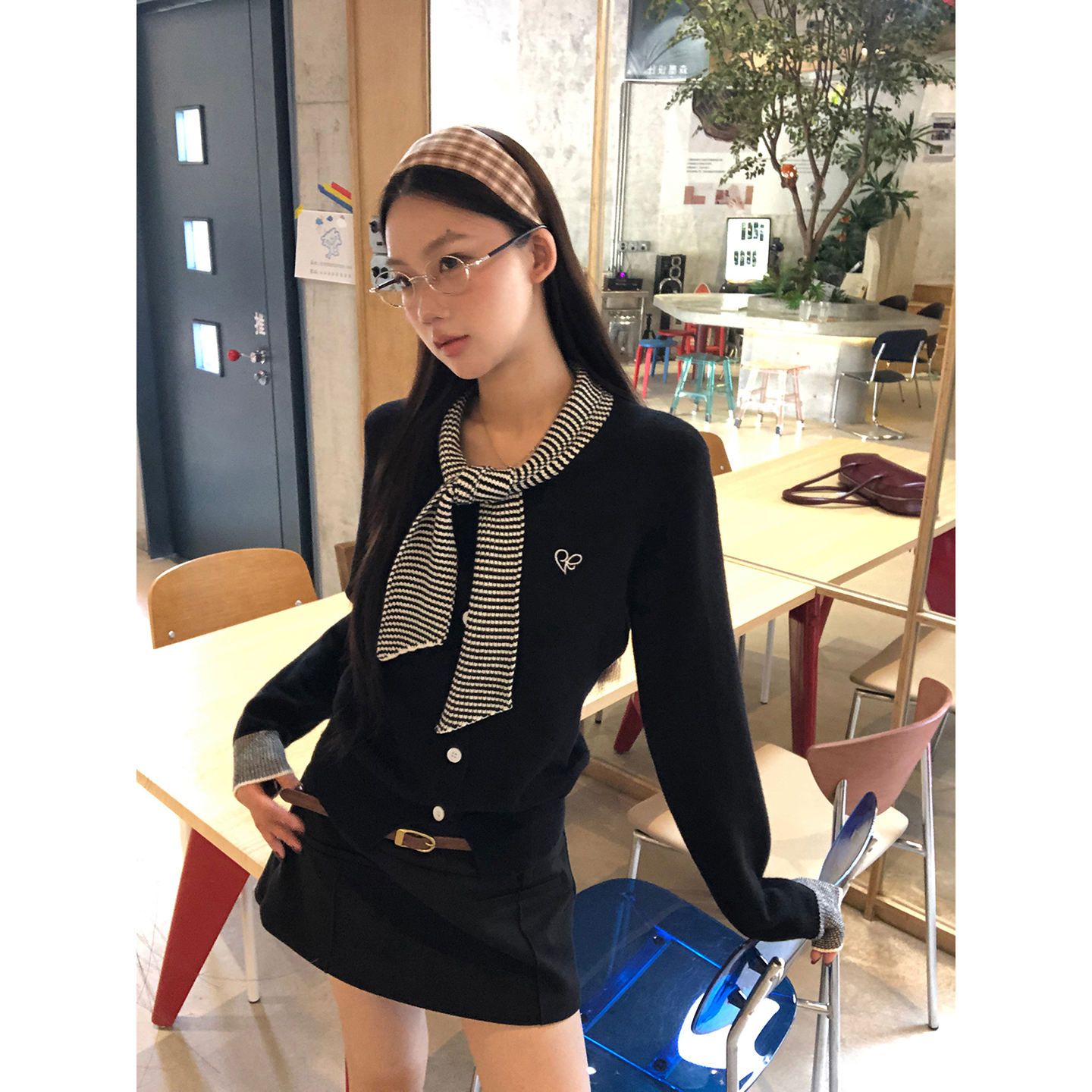【HRG】韩系温柔气质百搭开衫新款披肩上衣减龄撞色针织衫109964#