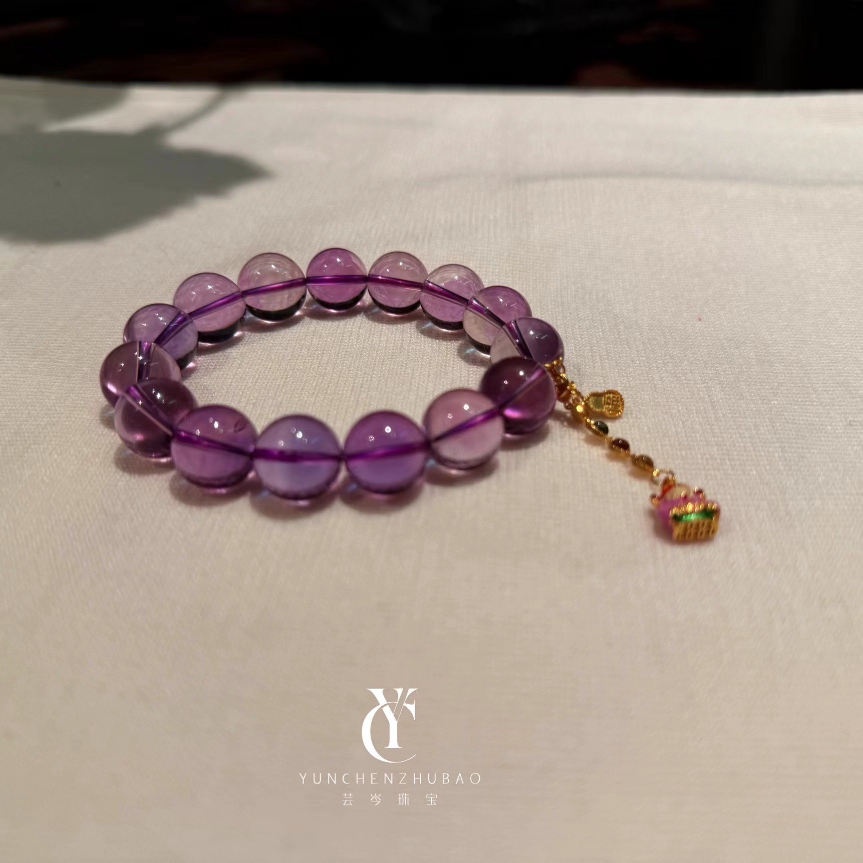 紫水晶18k金手串（13.3mm）