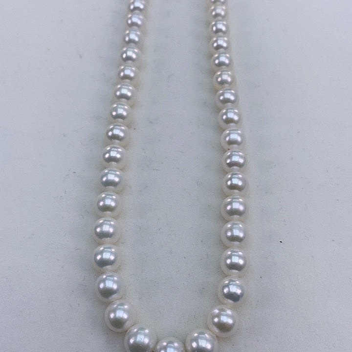 淡水珍珠颈饰银S925镶嵌7-8正圆冷白极强光