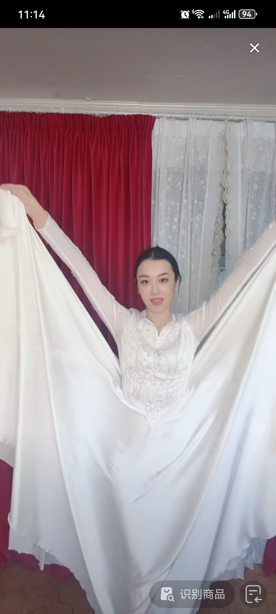 民族风新款维吾尔族舞台时尚服装白色连衣裙