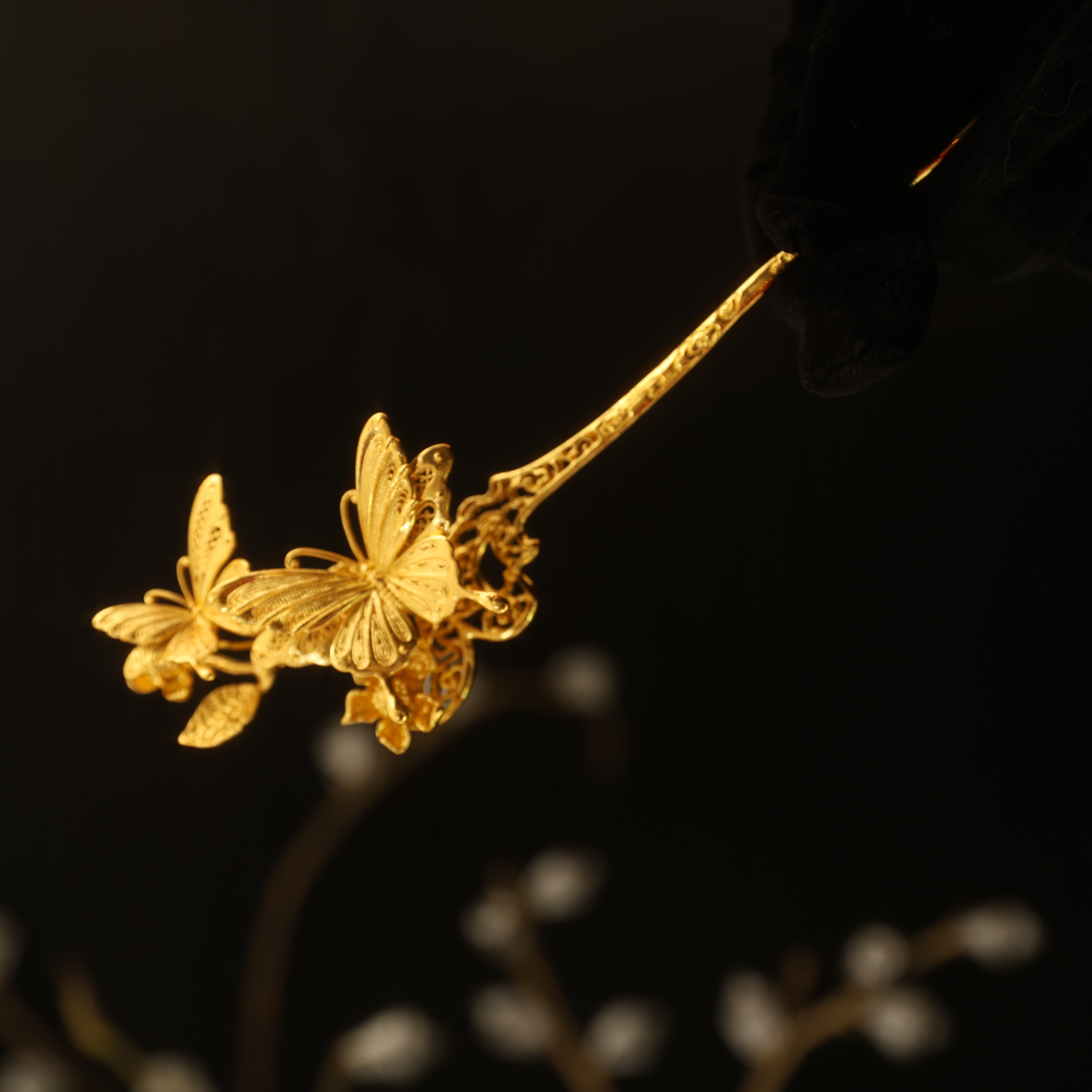 ete新娘饰品复古金色百搭蝴蝶发簪精致百搭新中式秀禾龙凤褂头饰