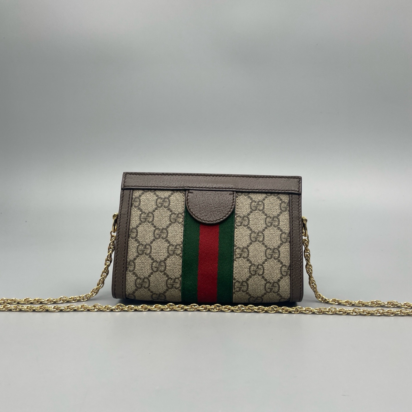 99新 GUCCI/古驰 老花Ophidia夹子Mini黑标035 尺寸18*13 A3793
