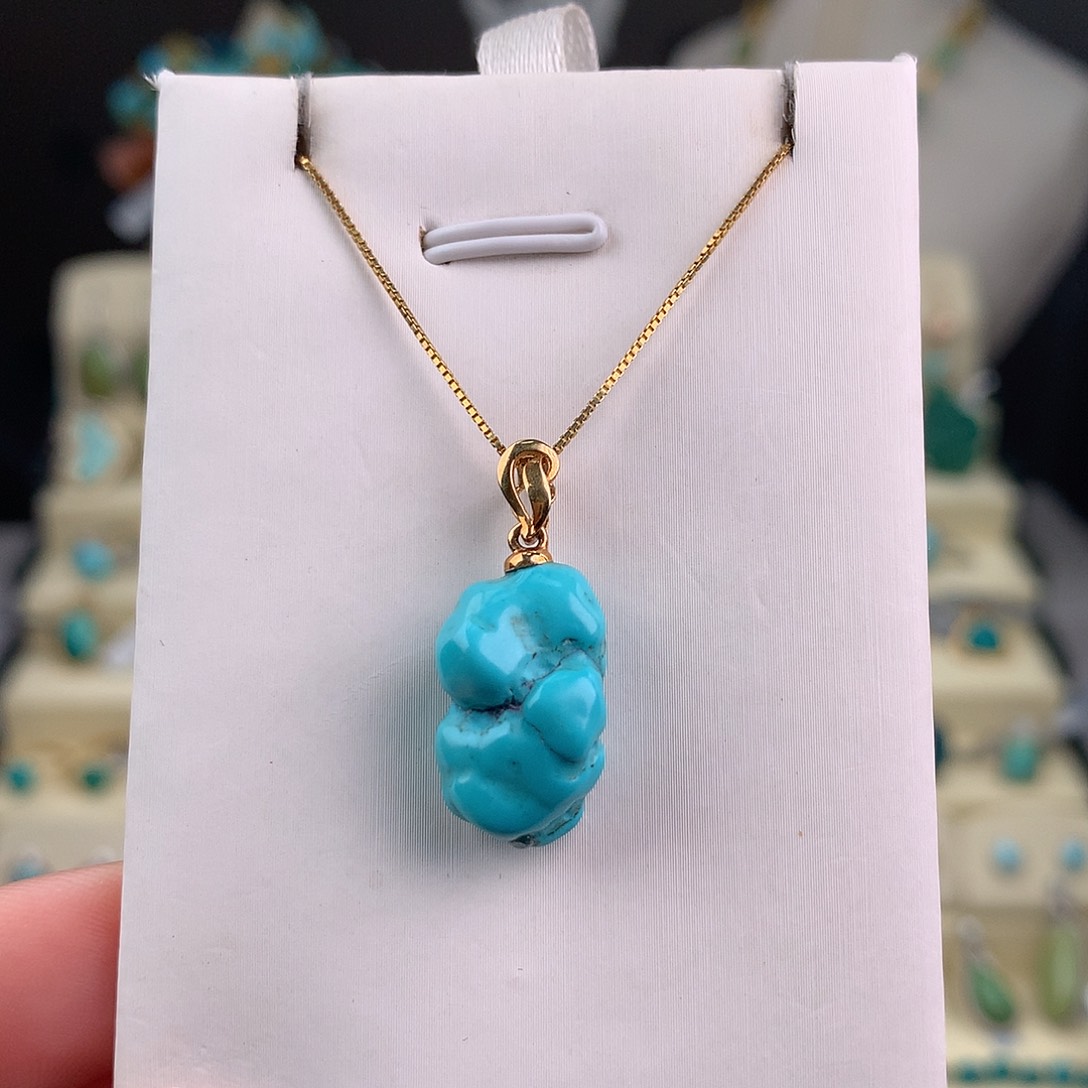 绿松石18K金镶嵌吊坠(赠链)